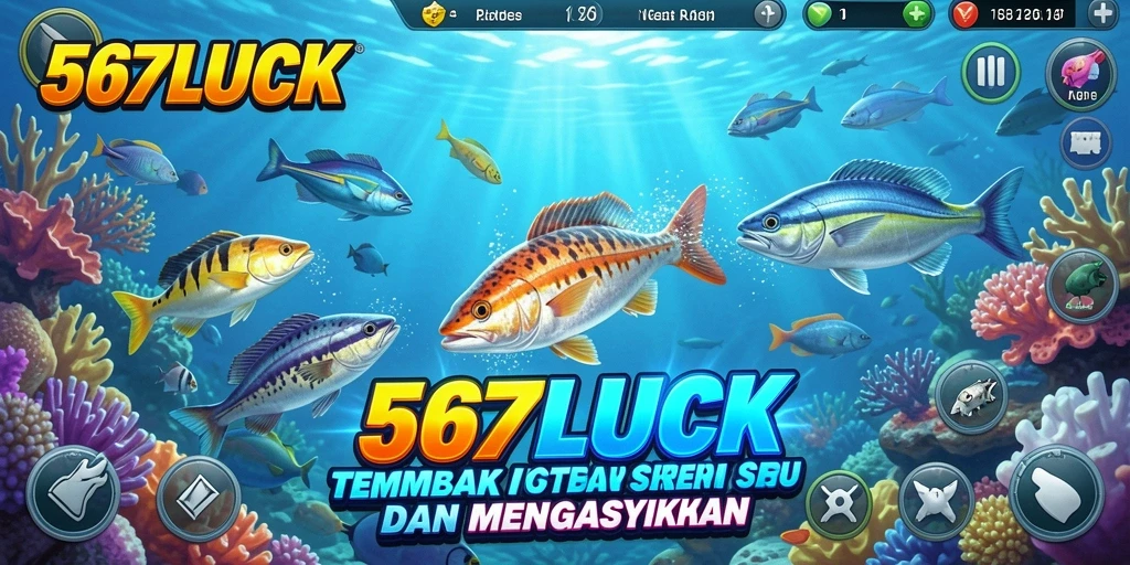 Tampilan gameplay seru di 567LUCK dengan ikan berwarna-warni.