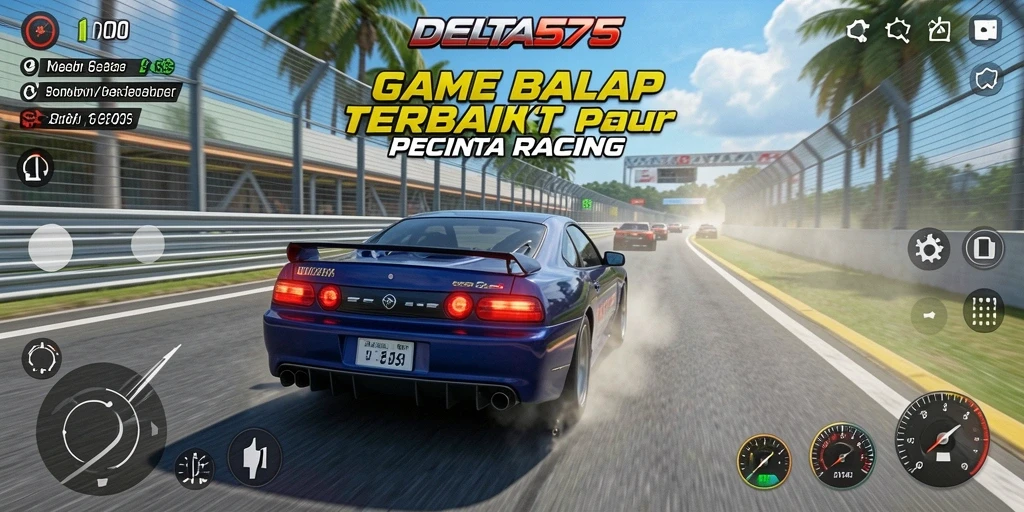 Tampilan gameplay seru dalam DELTA575 yang menampilkan balapan dengan grafis menawan.