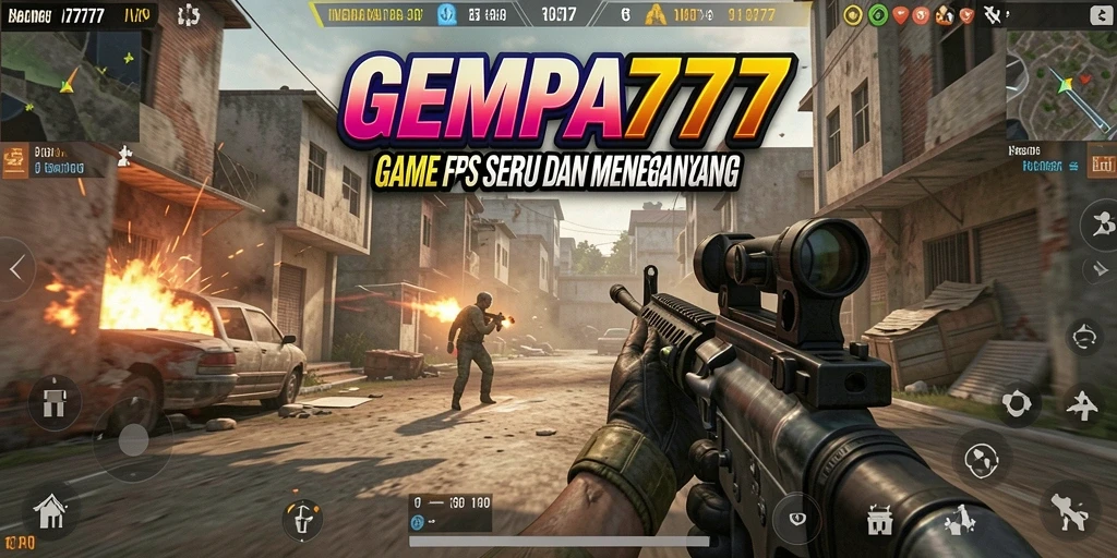 Screenshot utama <strong>GEMPA777</strong> menunjukkan aksi tembak-menembak yang intens dan mendebarkan.