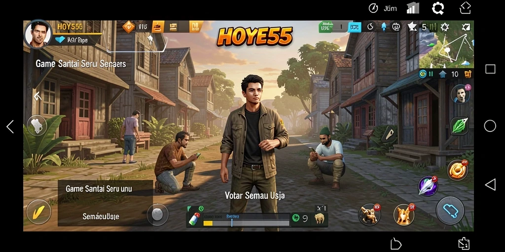 Tangkapan layar utama HOYE55 menunjukkan gameplay seru dan menantang.