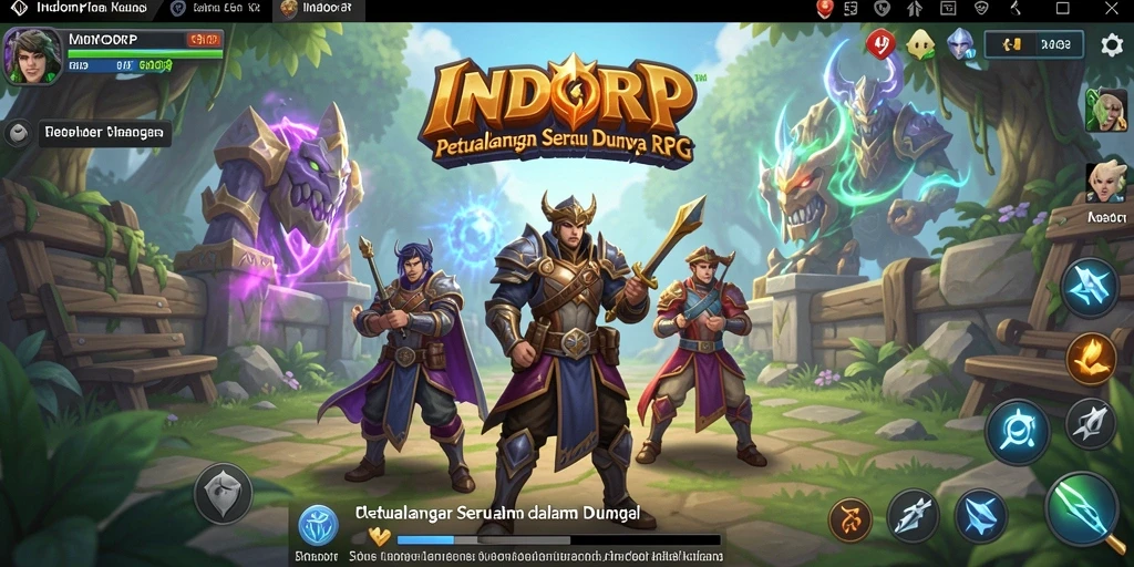 Screenshot INDORP menunjukkan karakter beraksi dalam pertempuran epik di dunia RPG.
