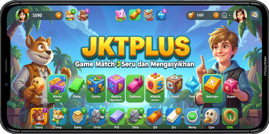 Screenshot gameplay JKTPLUS yang menarik dan penuh warna.