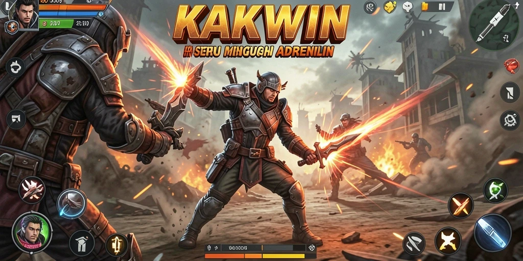 Gameplay KAKWIN yang intens dan penuh aksi dalam pertarungan seru.