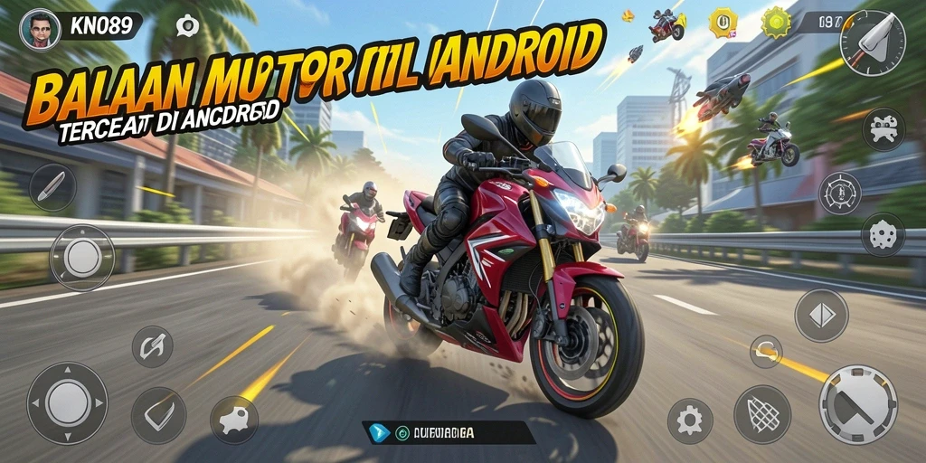 Gameplay KNO89 dengan aksi balap motor yang mendebarkan.