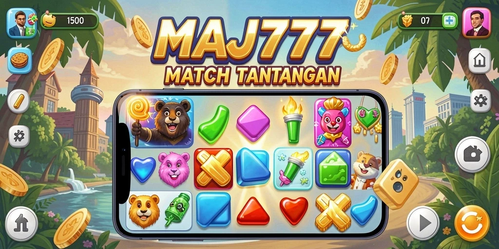 Tampilan gameplay seru dalam MAJ777, penuh warna dan tantangan Match-3.