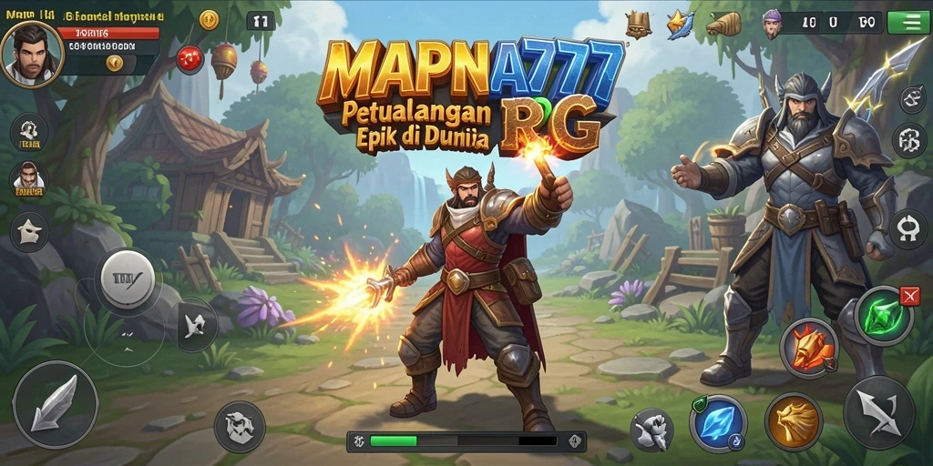 Screenshot gameplay RPG MAPNA777 yang menunjukkan aksi karakter dalam petualangan.