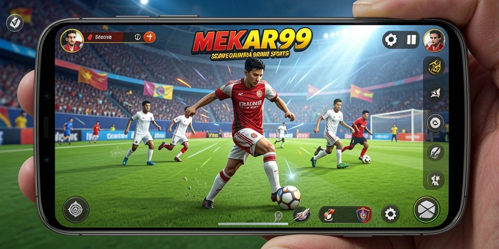 Screenshot gameplay MEKAR99 menunjukkan aksi seru dalam dunia olahraga.