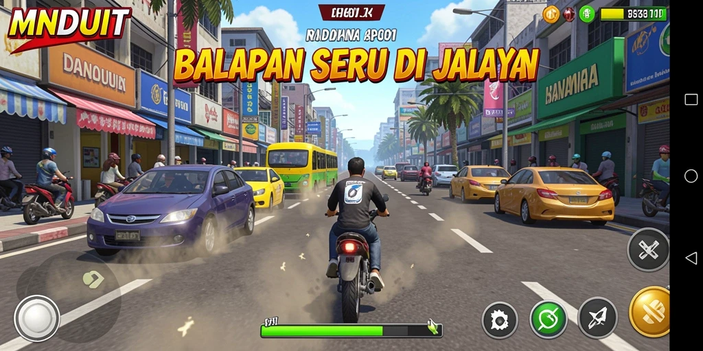 Gameplay Racing yang mendebarkan dan penuh aksi.
