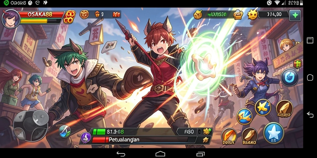 Screenshot utama OSAKA88 menunjukkan aksi seru dalam permainan Anime.