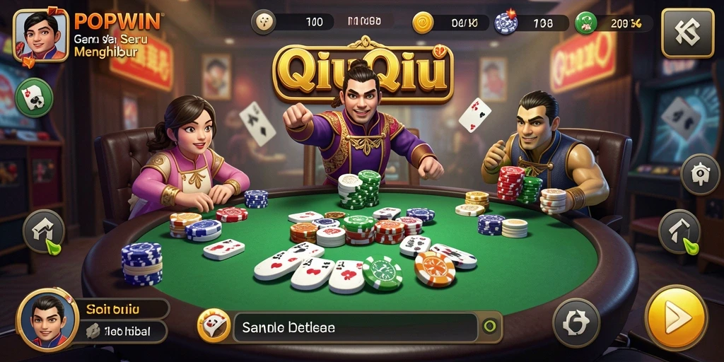 Layar permainan <strong>POPWIN</strong> yang seru dengan aksi kartu QiuQiu.