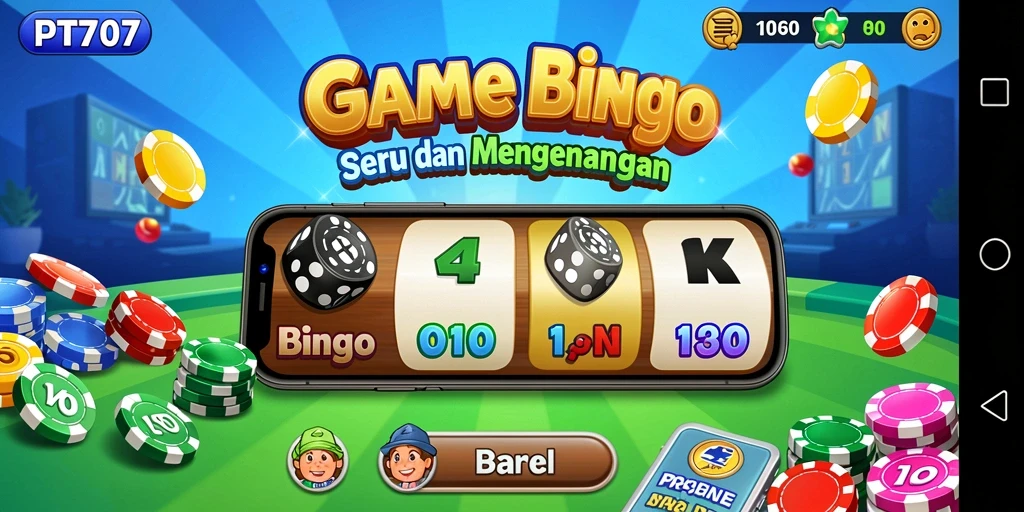 Tampilan gameplay PT707 yang seru dengan aksi Bingo yang mendebarkan.