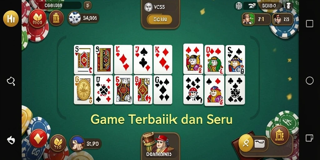 Tampilan gameplay mendebarkan dari VC55 dalam permainan Domino.