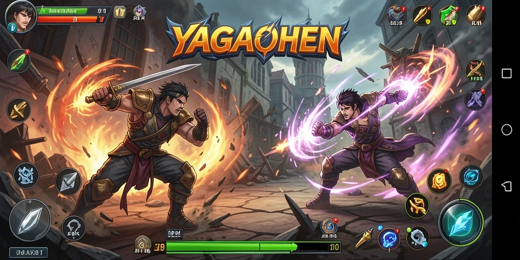 Tampilan aksi pertarungan menegangkan dalam YAGAOHEN.